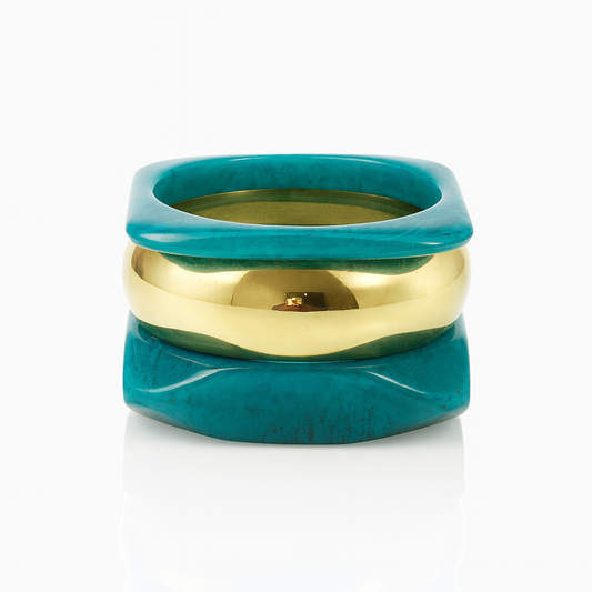 Women’s Gold Chunky Bangle Set – Premium Marbled Resin & Metal Designer Bracelets | Handmade Statement Bangles for Party, Festive & Western | Fashion Jewellery for Girls & Women