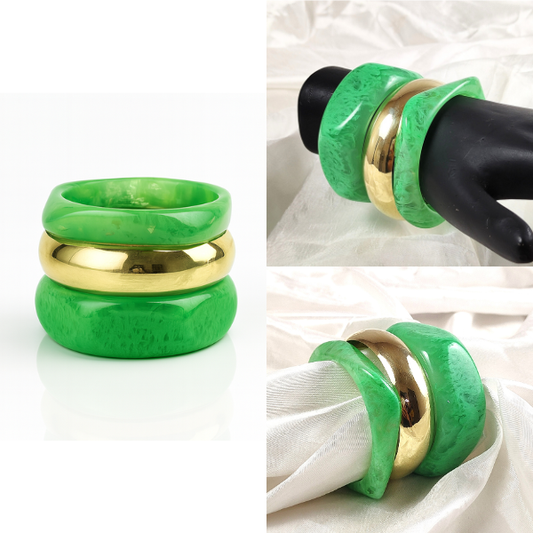 Women’s Premium Resin & Metal Bangle Set | Trendy Marble Finish Bracelets with Gold Centrepiece | Stylish Statement Jewellery for Party, Festive & Daily | Lightweight Fashion Accessory