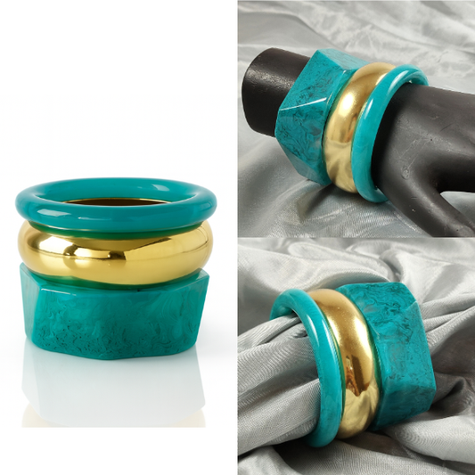 Stylish Women’s Bangle Set – Resin Bangle, Gold Metal Bracelet & Acrylic Bangle | Trendy Fashion Jewellery Set for Girls & Women | Party, Casual & Daily Accessories