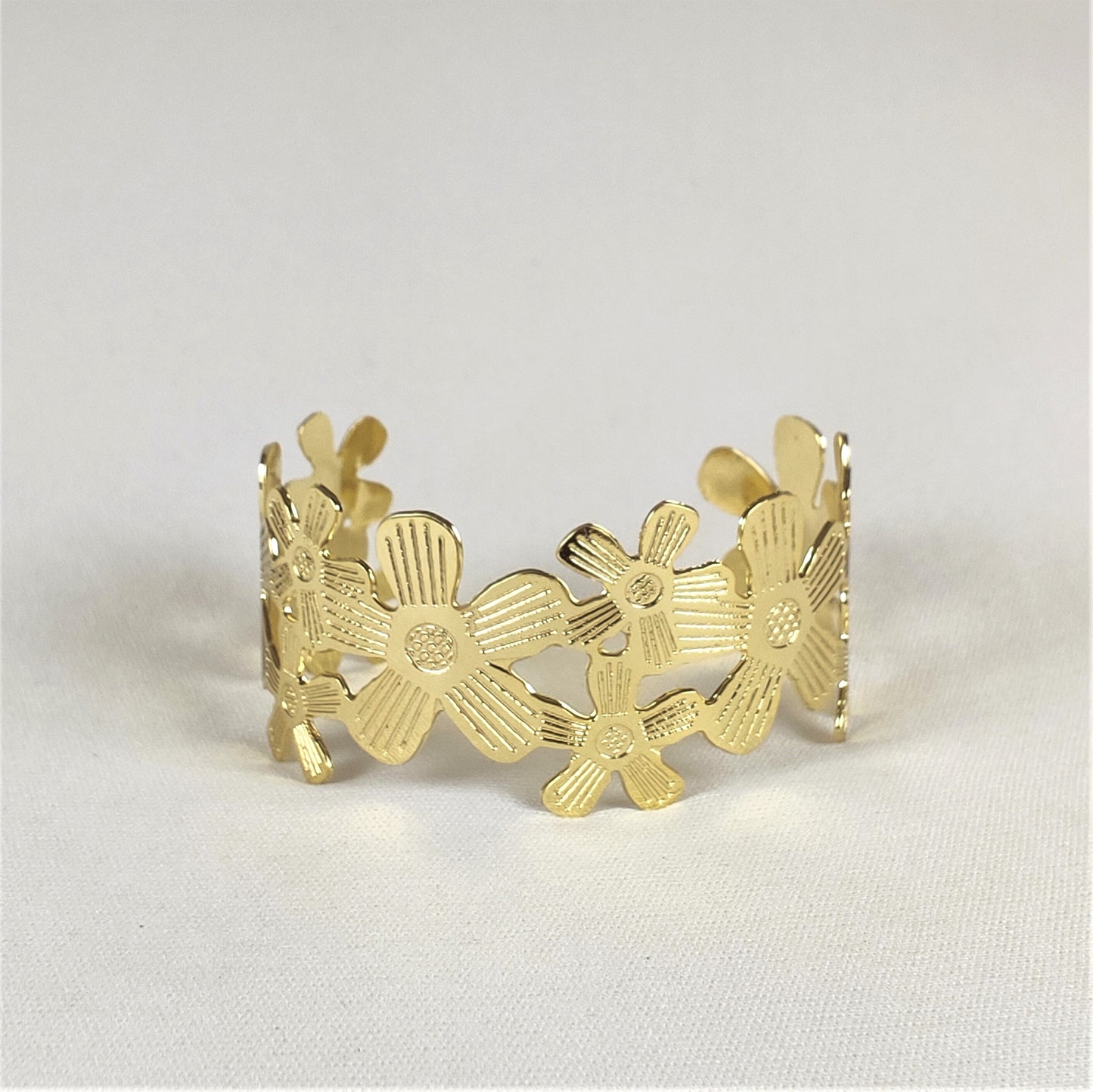 Golden Blossom Cuff Bracelet for Women and Girls