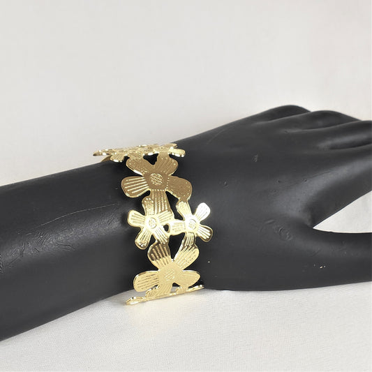 Golden Blossom Cuff Bracelet for Women and Girls