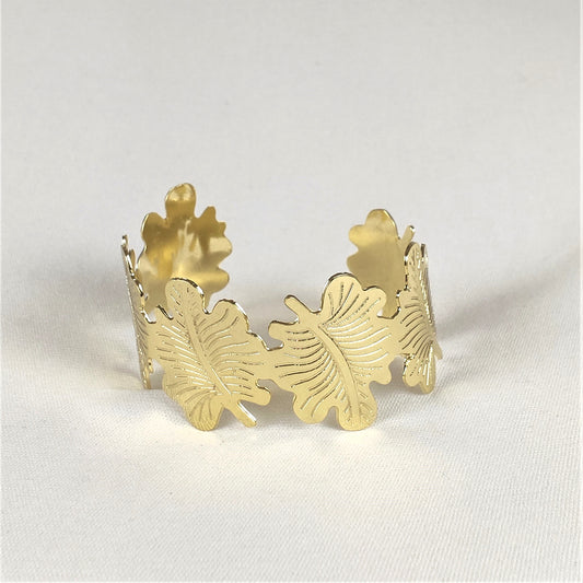 Golden Leaf Whisper Cuff Bracelet for Women and Girls