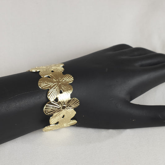 Golden Bloom Cuff Bracelet for Women and Girls