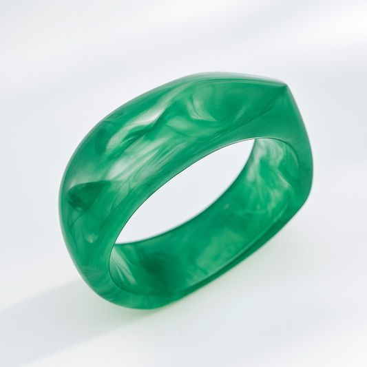 Emerald Green Marbled Resin Bangle for Women and Girls