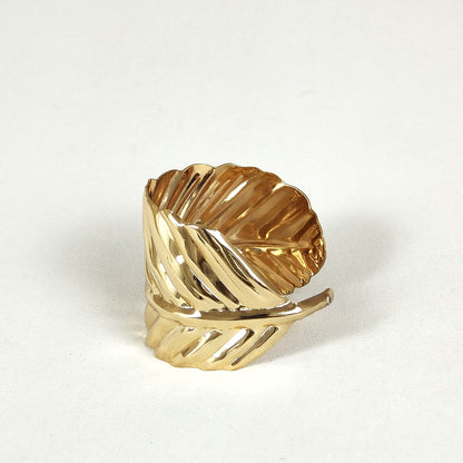 Wide Leaf Gold Handmade Cuff Bracelet for Women and Girls