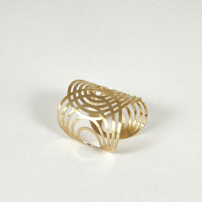 Hollow Pattern Gold Plated Cuff Bracelet for Women and Girls