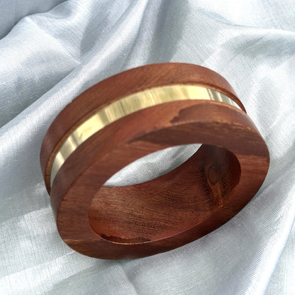 Rustic Elegance Wooden Cuff Bangle for Women and Girls