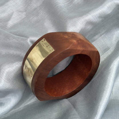 Handcrafted Wooden Bangle with Brass Inlay for Women and Girls