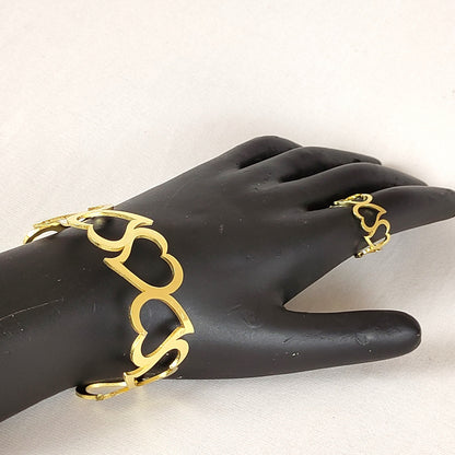 Golden Duo of Bracelet and Ring for Women and Girls