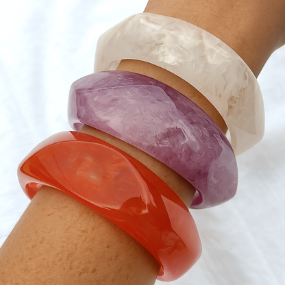 Color Whirl Statement Resin Bangles for Women and Girls