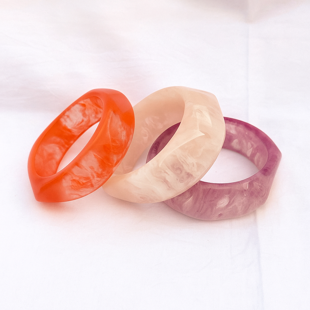Color Whirl Statement Resin Bangles for Women and Girls