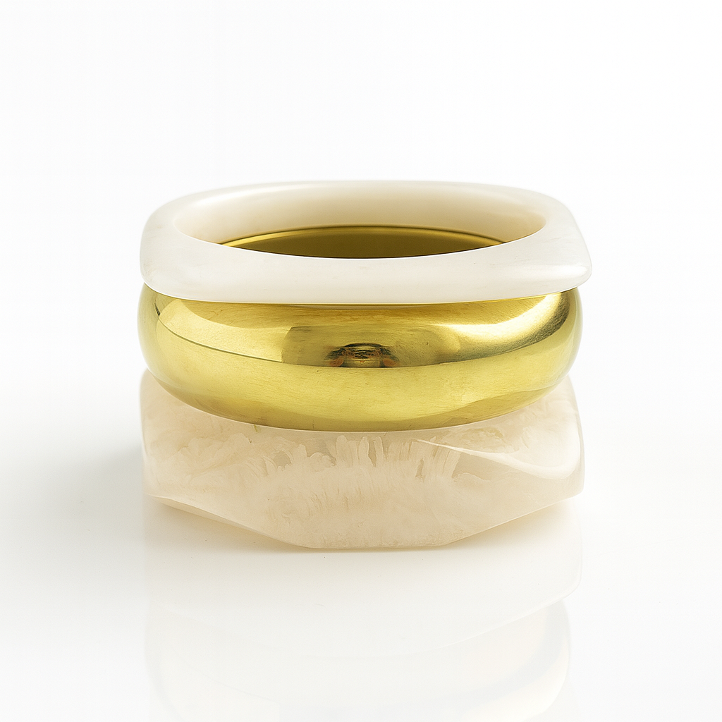 Women’s Gold Chunky Bangle Set – Premium Marbled Resin & Metal Designer Bracelets | Handmade Statement Bangles for Party, Festive & Western | Fashion Jewellery for Girls & Women