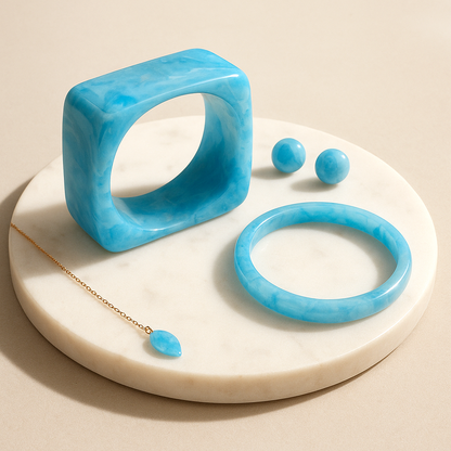 Women’s Chunky Square Resin Bangle – Handmade Bangle | Trendy Statement Jewellery for Casual & Party | Lightweight Fashion Accessory for Girls & Women