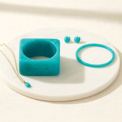 Women’s Chunky Square Resin Bangle – Handmade Bangle | Trendy Statement Jewellery for Casual & Party | Lightweight Fashion Accessory for Girls & Women