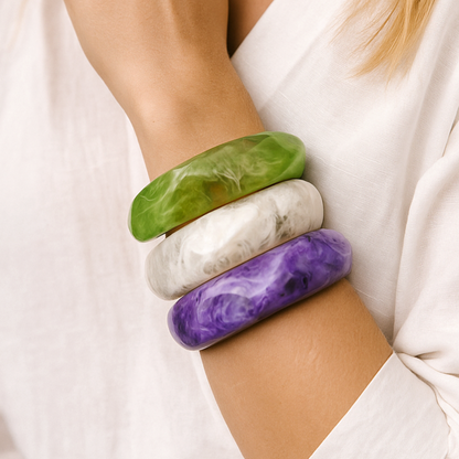 Tranquil Trio Resin Bangles for Women and Girls