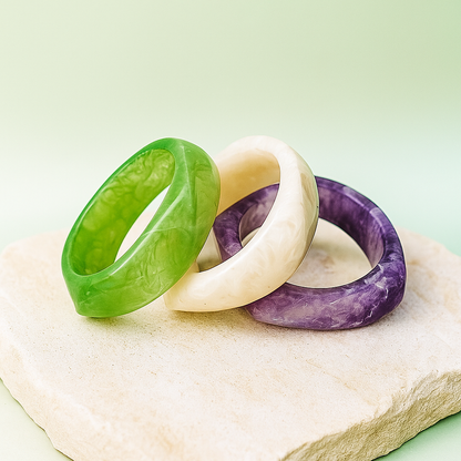 Tranquil Trio Resin Bangles for Women and Girls