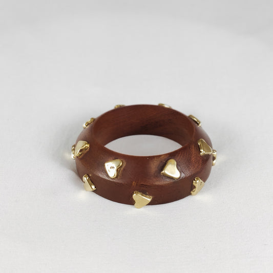 Heart Emerald Wooden Hand Cuff Bangle for Women and Girls