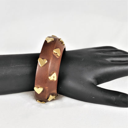 Heart Emerald Wooden Hand Cuff Bangle for Women and Girls