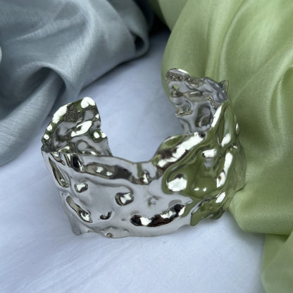 Beautiful Stainless Steel Hammered Bracelet Cuff