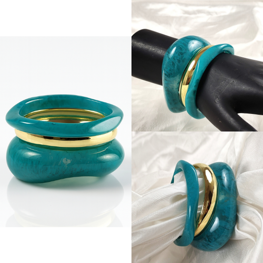 Women’s Trendy Resin Bangle Set – Glossy Gold Tone Bracelet with Tortoise Shell & Amber Marbled Acrylic Bangles | Fashion Jewellery for Parties, Casual Wear & Gifting