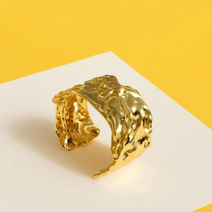 Hammered Gold Plated Cuff Bracelet for Women and Girls