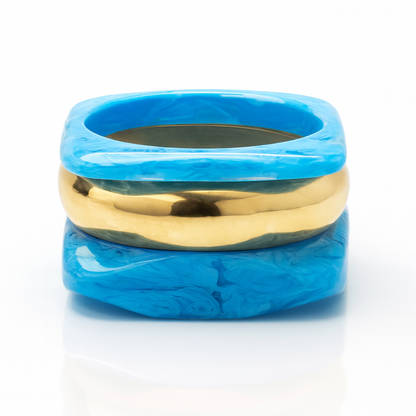 Women’s Gold Chunky Bangle Set – Premium Marbled Resin & Metal Designer Bracelets | Handmade Statement Bangles for Party, Festive & Western | Fashion Jewellery for Girls & Women