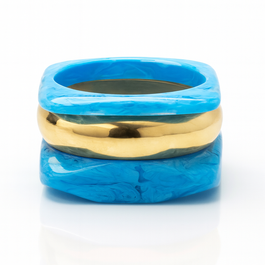 Women’s Gold Chunky Bangle Set – Premium Marbled Resin & Metal Designer Bracelets | Handmade Statement Bangles for Party, Festive & Western | Fashion Jewellery for Girls & Women