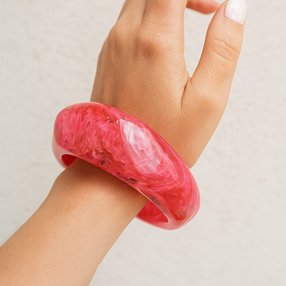 Radiant Rose Resin Bangle for Women and Girls