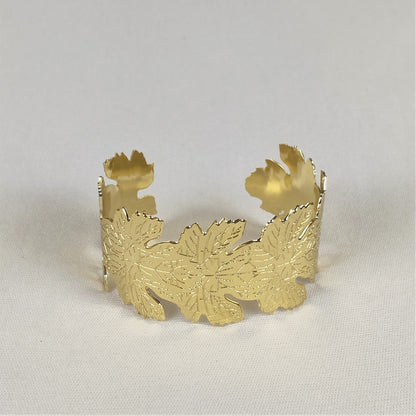 Golden Leaf Cuff Bracelet for Women and Girls