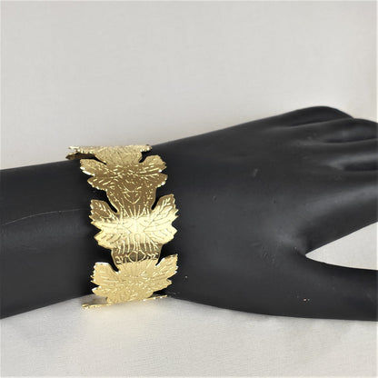 Golden Leaf Cuff Bracelet for Women and Girls