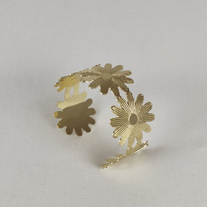 Golden Daisy Charm Cuff Bracelet for Women and Girls