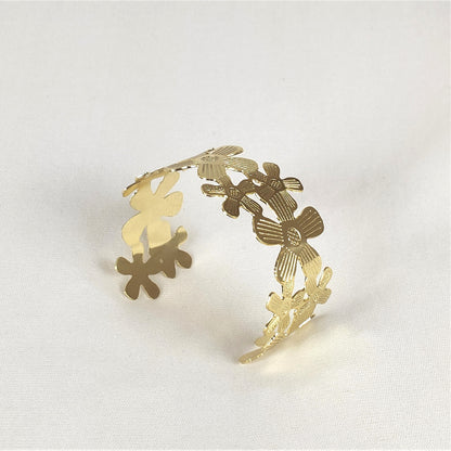Golden Blossom Cuff Bracelet for Women and Girls