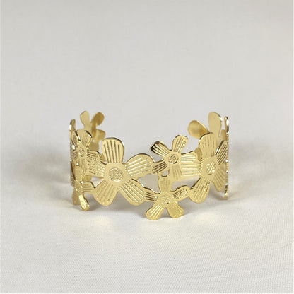 Golden Blossom Cuff Bracelet for Women and Girls