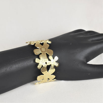 Golden Blossom Cuff Bracelet for Women and Girls