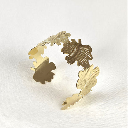 Golden Leaf Whisper Cuff Bracelet for Women and Girls