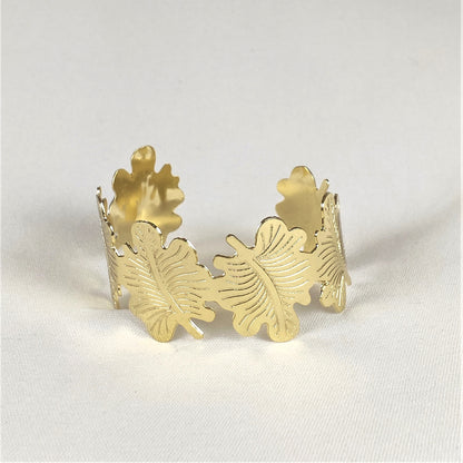 Golden Leaf Whisper Cuff Bracelet for Women and Girls
