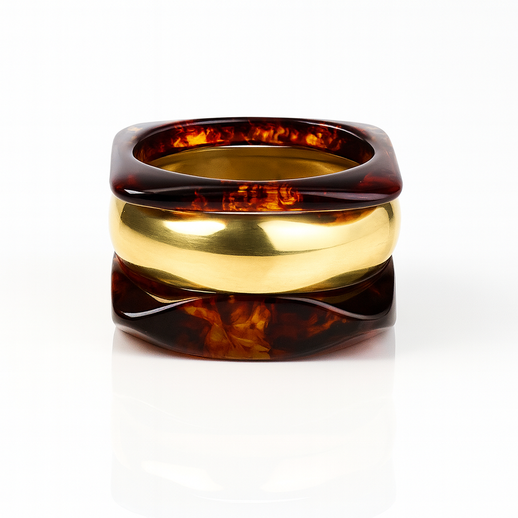 Women’s Gold Chunky Bangle Set – Premium Marbled Resin & Metal Designer Bracelets | Handmade Statement Bangles for Party, Festive & Western | Fashion Jewellery for Girls & Women