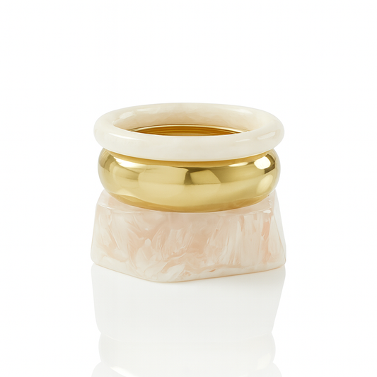 Stylish Women’s Bangle Set – Resin Bangle, Gold Metal Bracelet & Acrylic Bangle | Trendy Fashion Jewellery Set for Girls & Women | Party, Casual & Daily Accessories