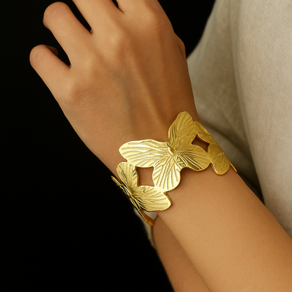 Golden Butterfly Charm Cuff Bracelet for women and Girls